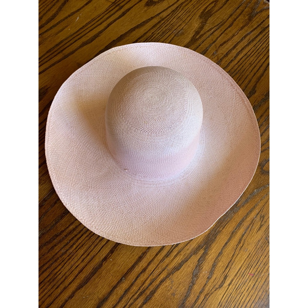 Pantropic Women Blush Pink Woven Straw Wide Brim Sun Hat Sebastopol CA Beach